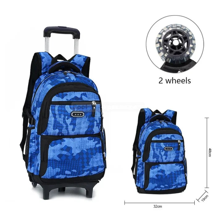 Blue Camo Rolling Backpack