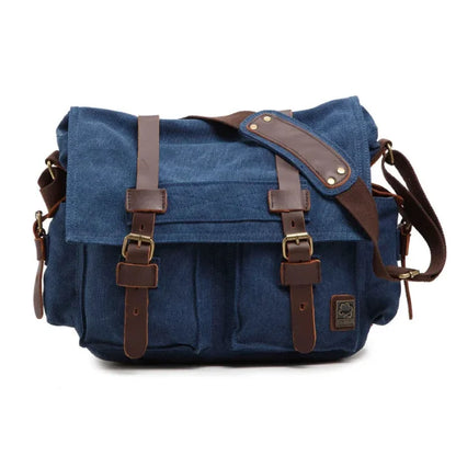 Blue Canvas Messenger Bag