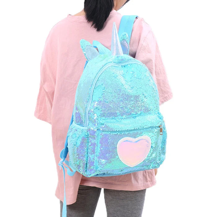 Blue Sequin Unicorn Backpack