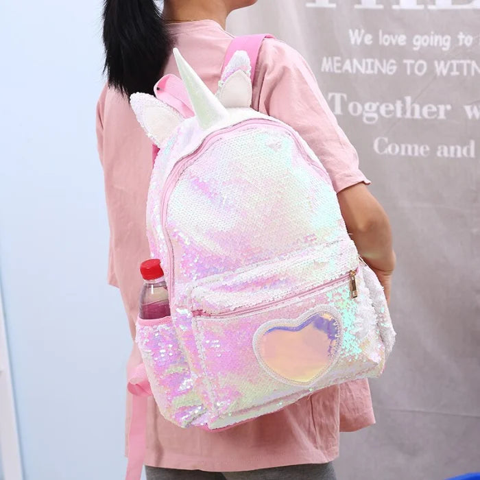 Blue Sequin Unicorn Backpack