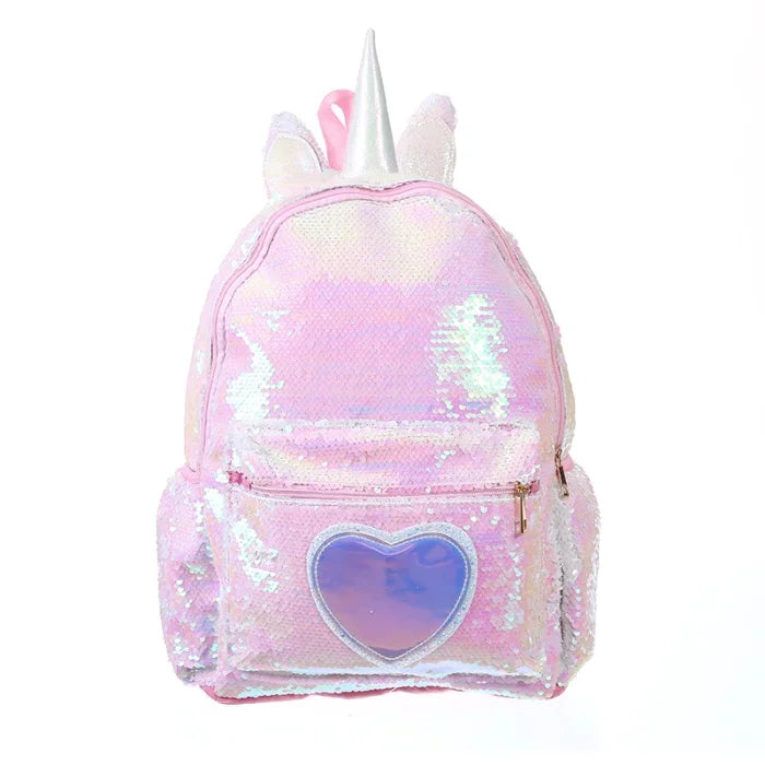 Blue Sequin Unicorn Backpack - Pink