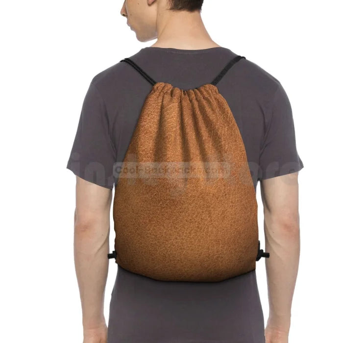 Brown Drawstring Backpack