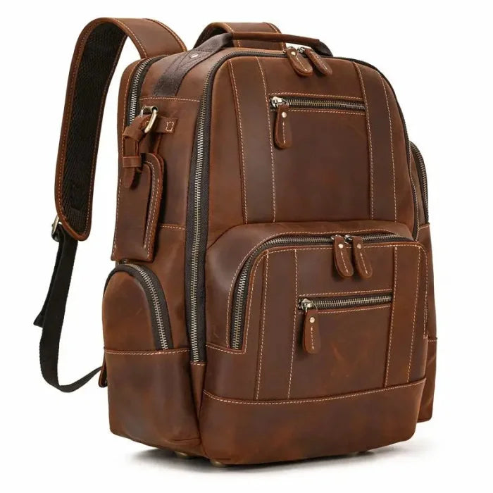 Brown Leather Travel Backpack