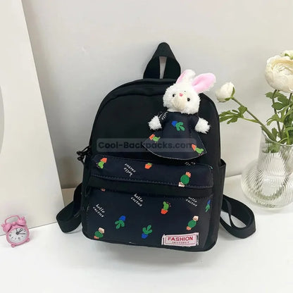 Bunny Print Backpack - Black