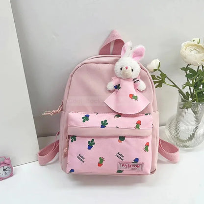 Bunny Print Backpack - Pink