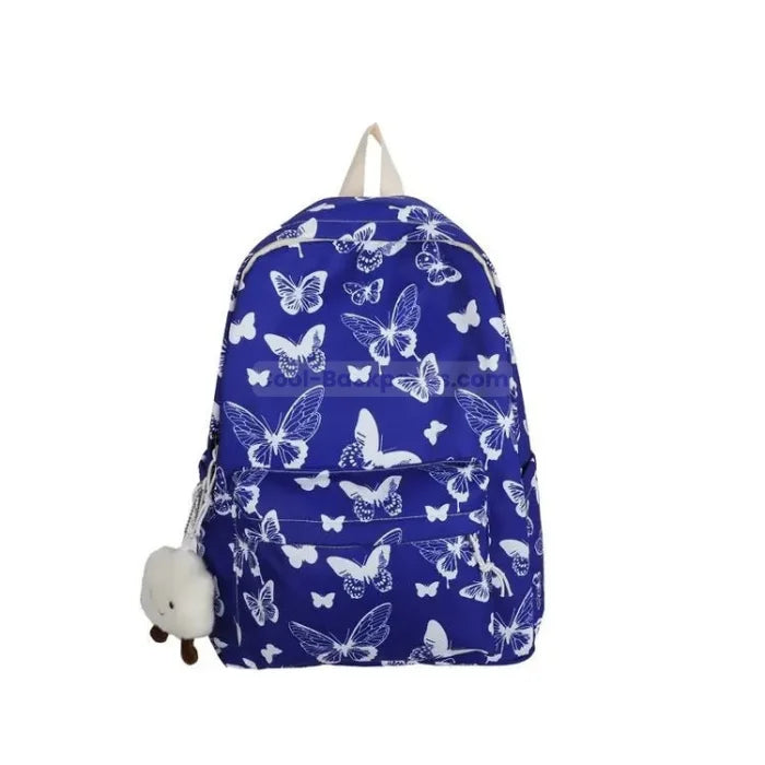 Butterfly Print Backpack - blue