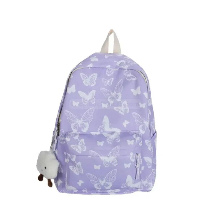 Butterfly Print Backpack - purple