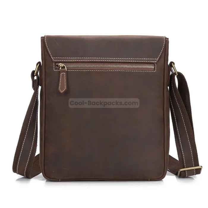 Camel Leather Messenger Bag - Brown