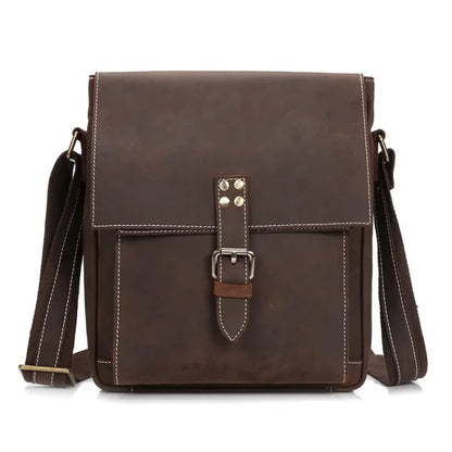 Camel Leather Messenger Bag - Brown