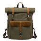 Canvas and Leather Backpack - Green