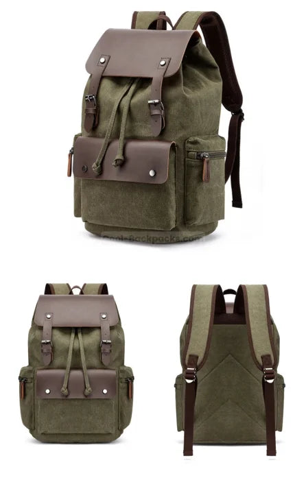 Canvas Leather Rucksack Backpack