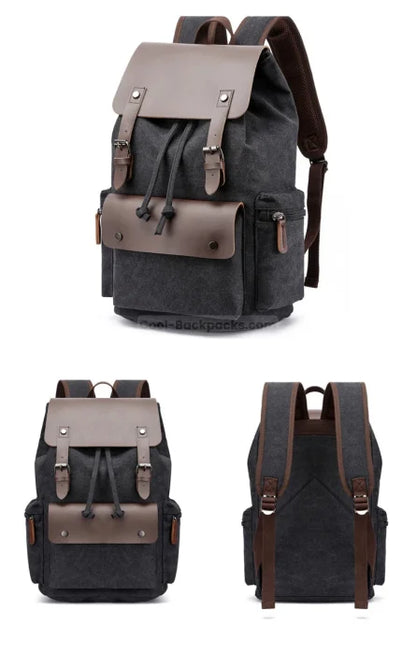 Canvas Leather Rucksack Backpack