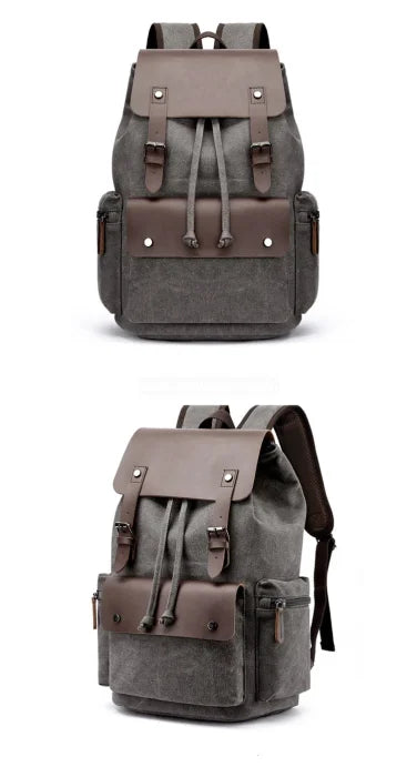 Canvas Leather Rucksack Backpack