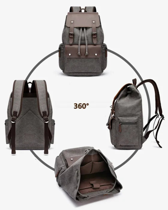 Canvas Leather Rucksack Backpack