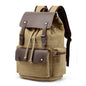 Canvas Leather Rucksack Backpack - Khaki