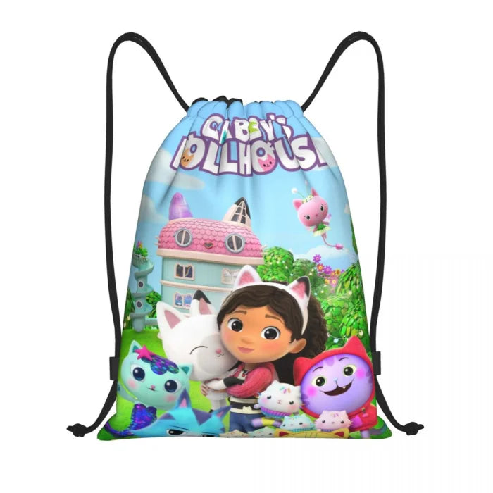 Cartoon Drawstring Backpack - Black 2