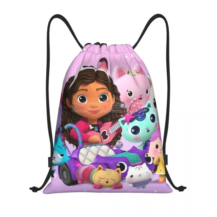 Cartoon Drawstring Backpack - Black