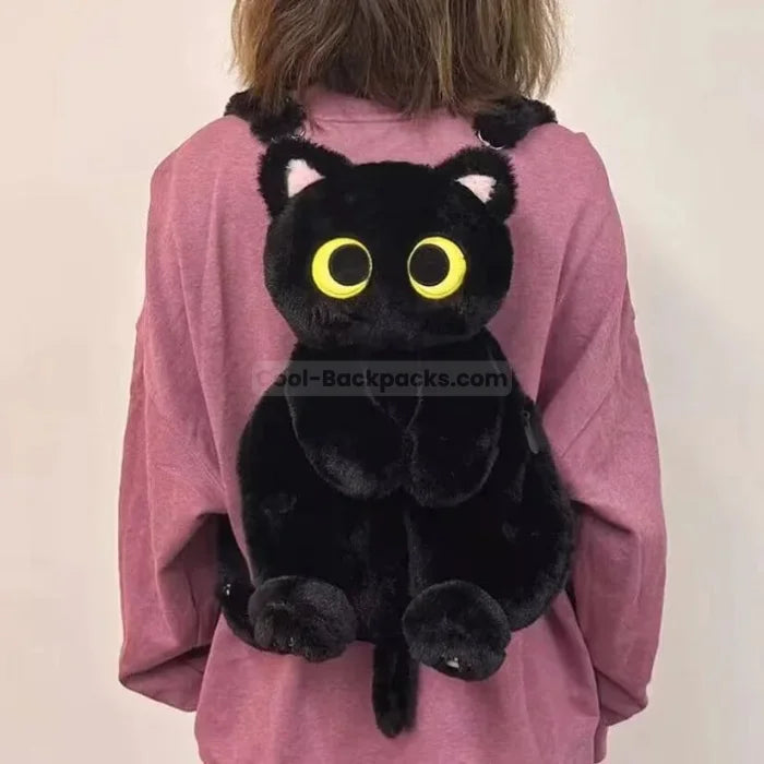 Cat Plush Backpack - Black