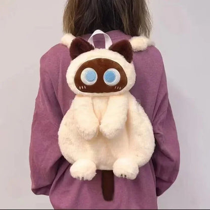 Cat Plush Backpack - White