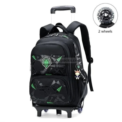 Chic Rolling Backpack - 2 wheels black green