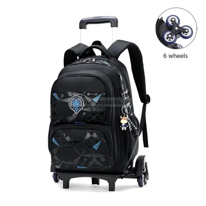 Chic Rolling Backpack - 6 wheels black blue