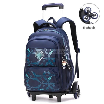 Chic Rolling Backpack - 6 wheels blue