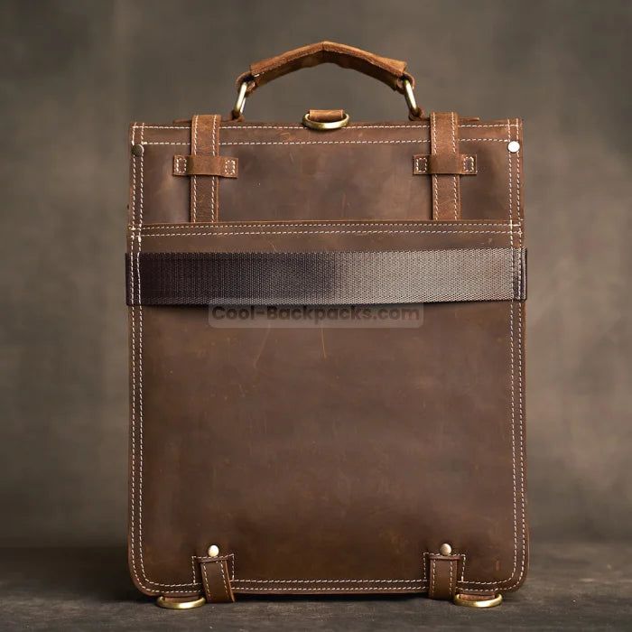 Convertible Leather Tote Backpack - Brown