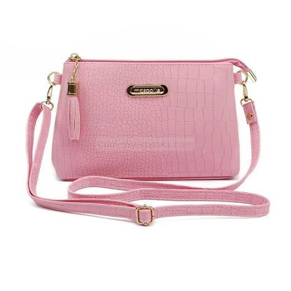 Crocodile Messenger Bag - Pink