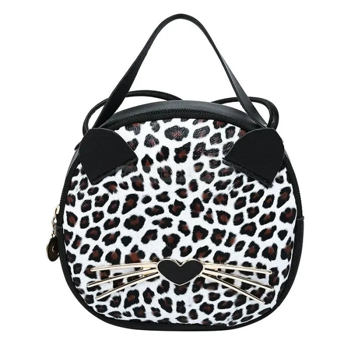 Cute Cat Messenger Bag - Leopard white1