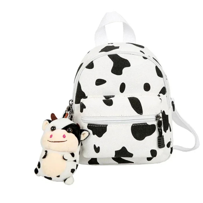 Cute Cow Backpack - White