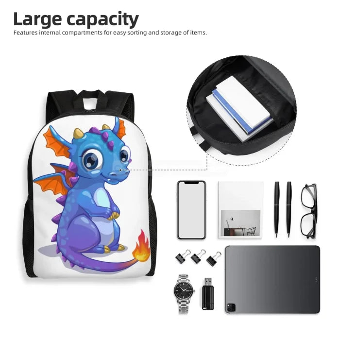 Cute Dragon Backpack - Black / 15 inches