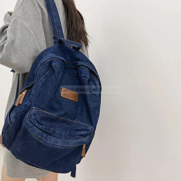 Dark Blue Denim Backpack