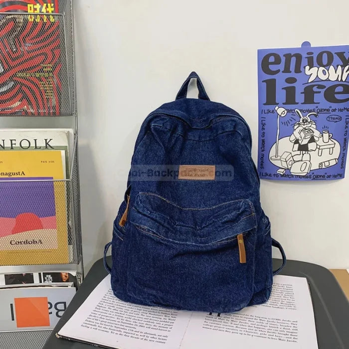 Dark Blue Denim Backpack