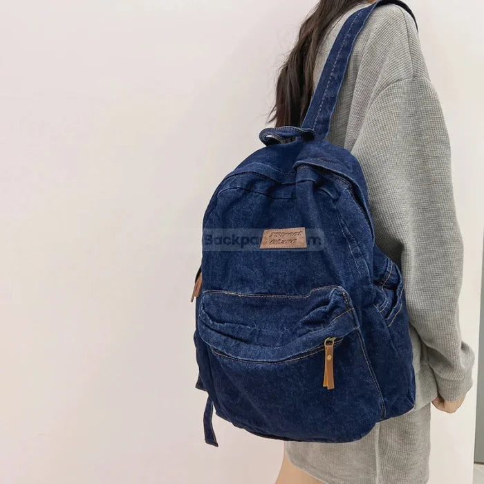 Dark Blue Denim Backpack