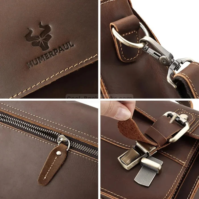 Dark Brown Leather Messenger Bag