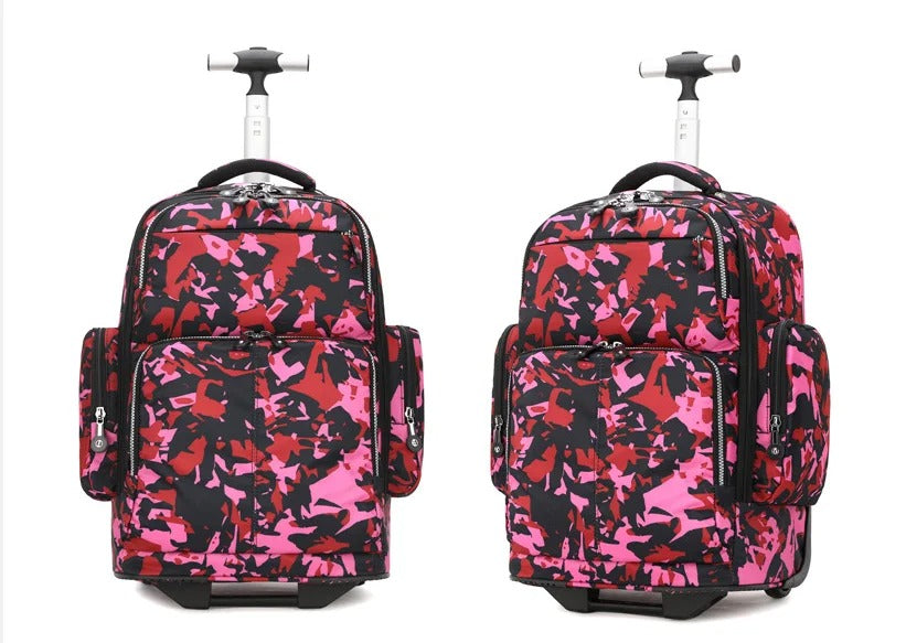 Pink Camo Rolling Backpack