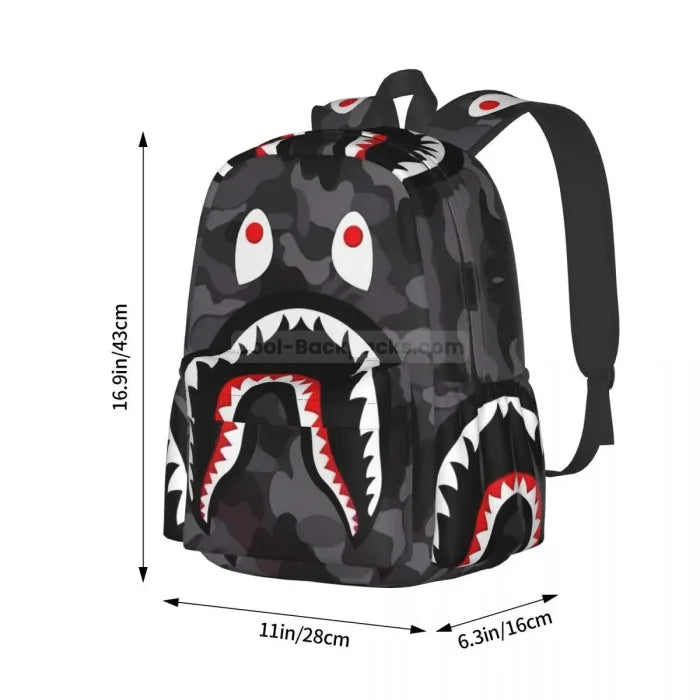 Designer Shark Backpack - 36x32x10cm