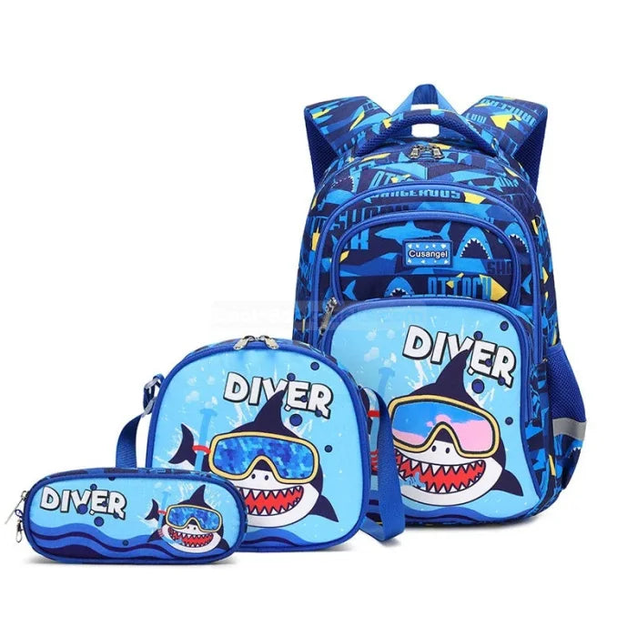 Dinosaur Backpack And Lunch Bag - shark 3pcs