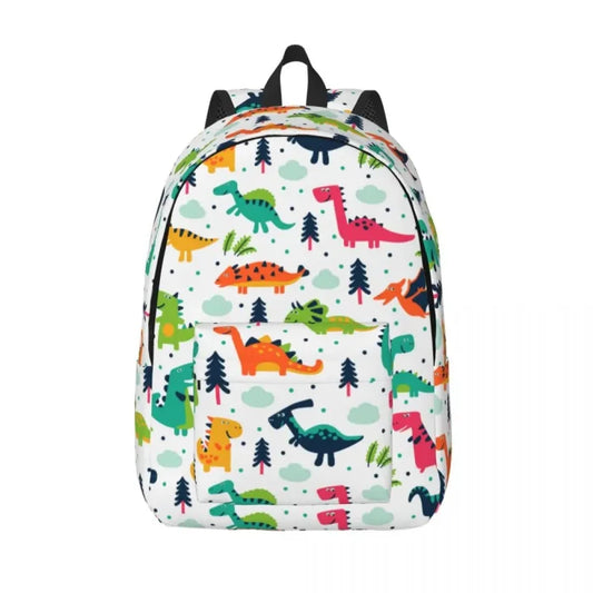 Dinosaur Print Backpack - Silver / 40x30x14 cm