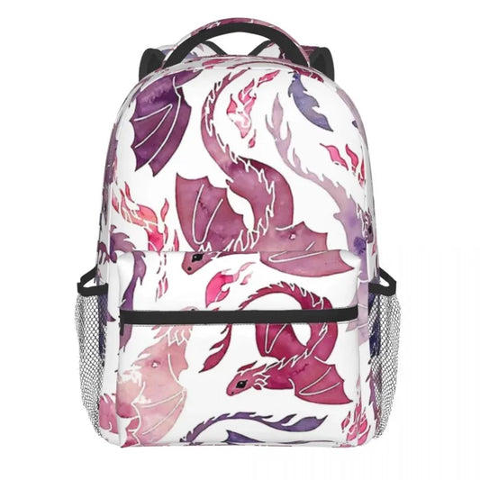 Dragon Print Backpack - Black / 31x15x42 CM