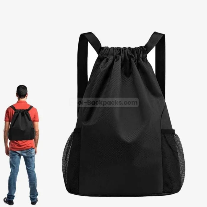 Drawstring Backpack Gym - Black L