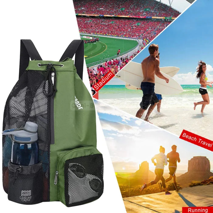 Drawstring Backpack with Water Bottle Pocket