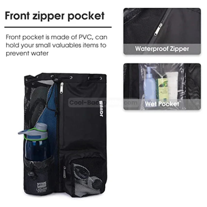 Drawstring Backpack with Water Bottle Pocket