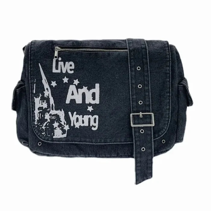 Emo Messenger Bag - Black