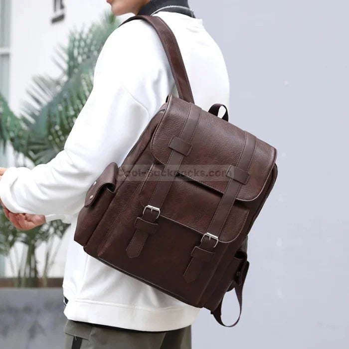 Faux Leather Rucksack Backpack