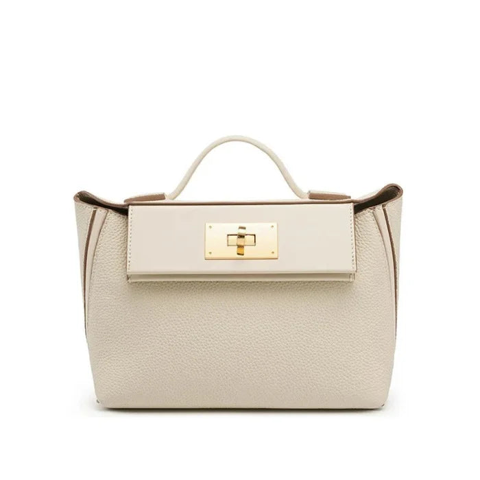 Female Leather Messenger Bag - White