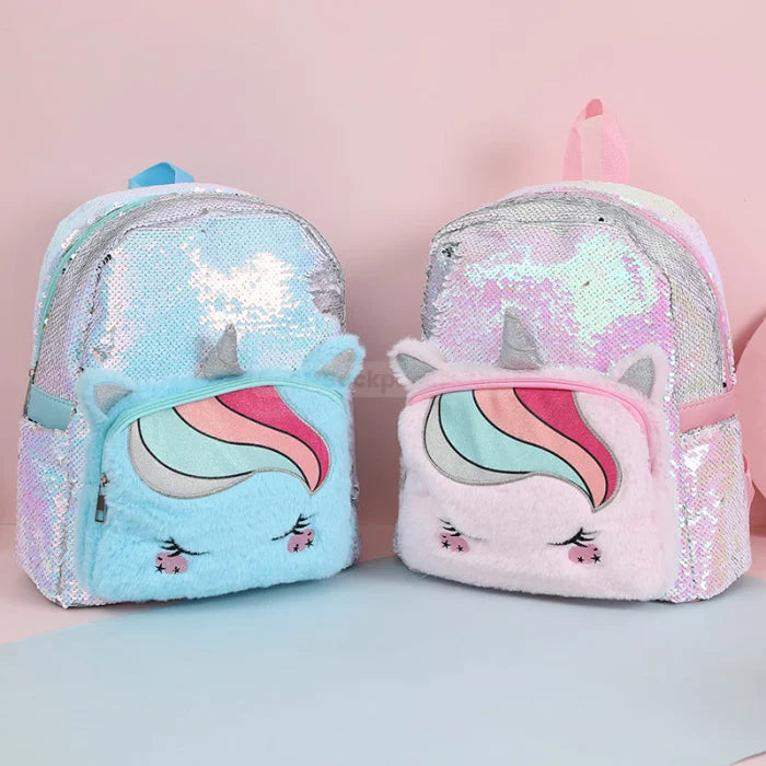 Fluffy Sequin Unicorn Backpack