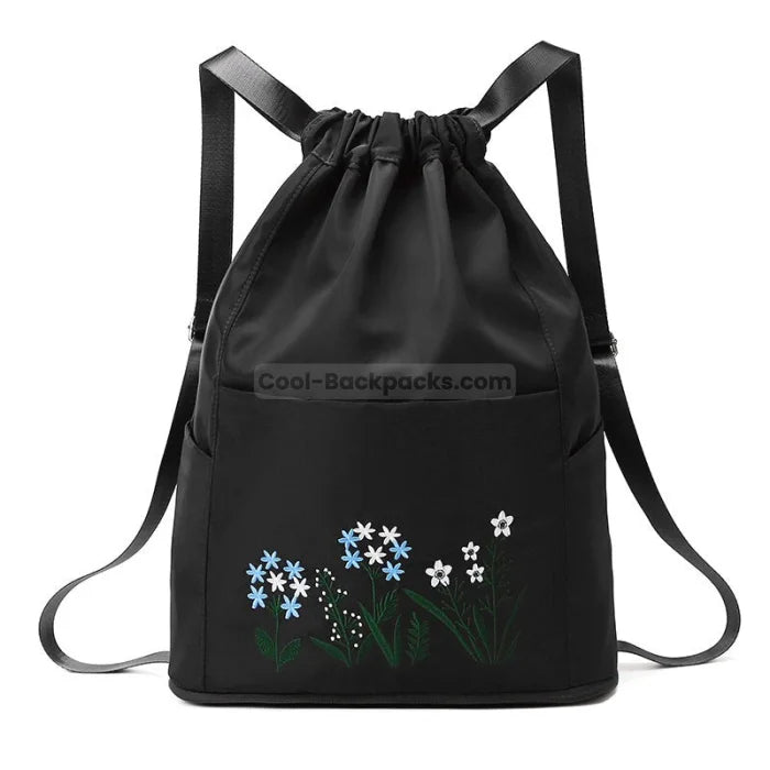 Foldable Drawstring Backpack - Black