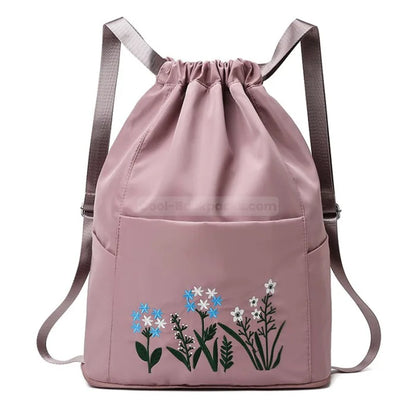 Foldable Drawstring Backpack - Dark pink