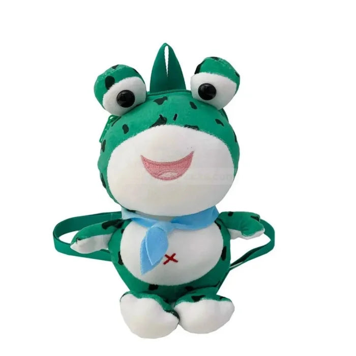 Frog Stuffed Animal Backpack - Blue scarf